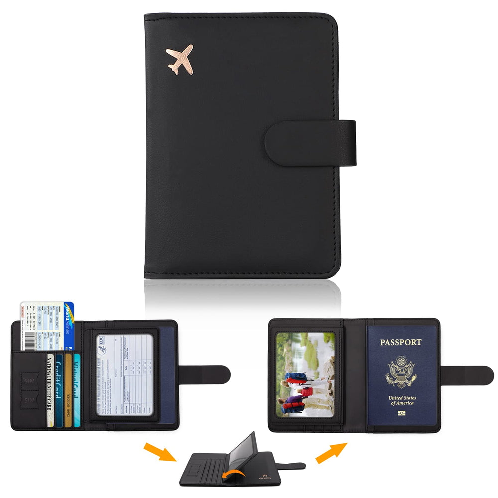 Passport Holder with Airtag,Passport-Wallet-Holder for Women, RFID Passport Holder with Slot Waterproof, PU Leather Travel Passport Case (Blue)