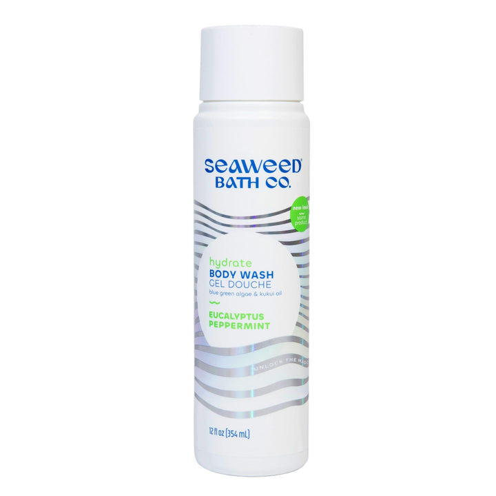 Seaweed Bath Co. Hydrate Body Wash, Eucalyptus Peppermint Scent, 12 Ounce, Shower Gel for Men &amp; Women, Vegan, Paraben Free, Sulfate Free, Cruelty Free