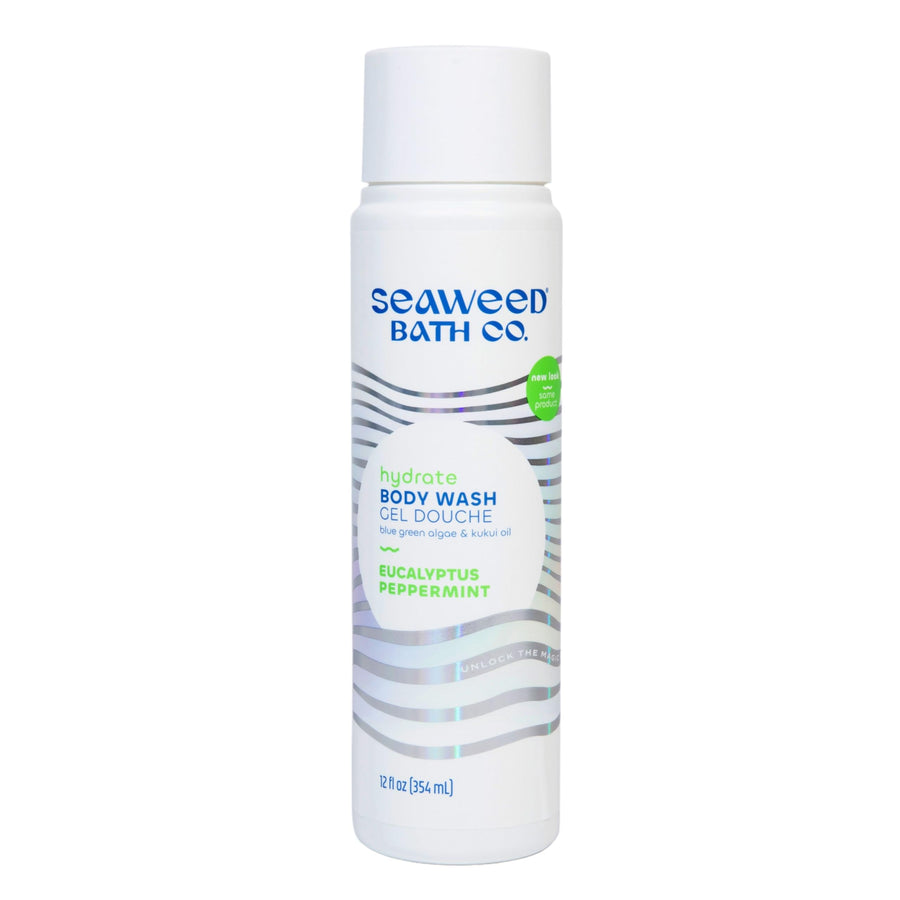 Seaweed Bath Co. Hydrate Body Wash, Eucalyptus Peppermint Scent, 12 Ounce, Shower Gel for Men & Women, Vegan, Paraben Free, Sulfate Free, Cruelty Free