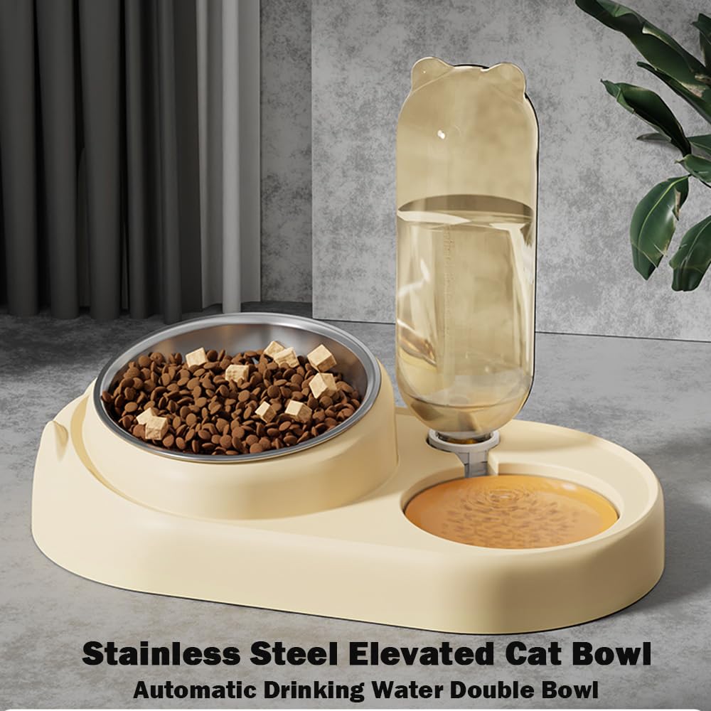 Cat Bowls, Pet Food Bowls, 15° Tilted Cat Bowl for Indoor Cats, Dog Food and Water Bowl Set