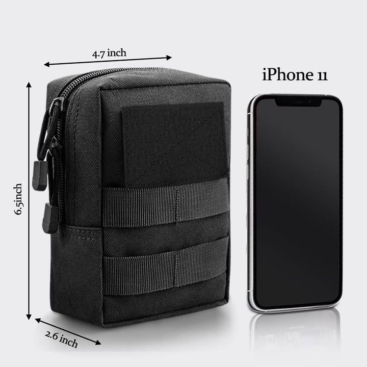 Molle Pouches, 2 Pack Tactical Waist Bag Water-Resistant EDC Small Pouch Bags, Black