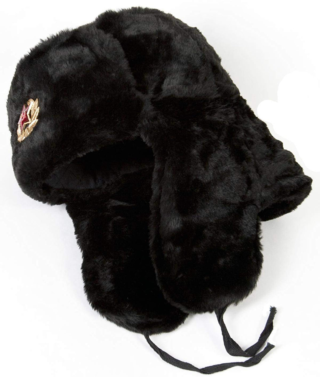 Hat Russian Soviet Army Black KGB * Fur Military Cossack Ushanka * Size M