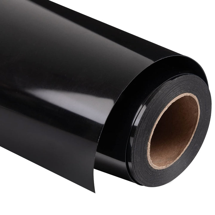 Heat Transfer Vinyl Roll HTV Vinyl - 12x12ft Black Iron on Vinyl for T-Shirts, Heat Press Vinyl for DIY Craft Designs (Black)
