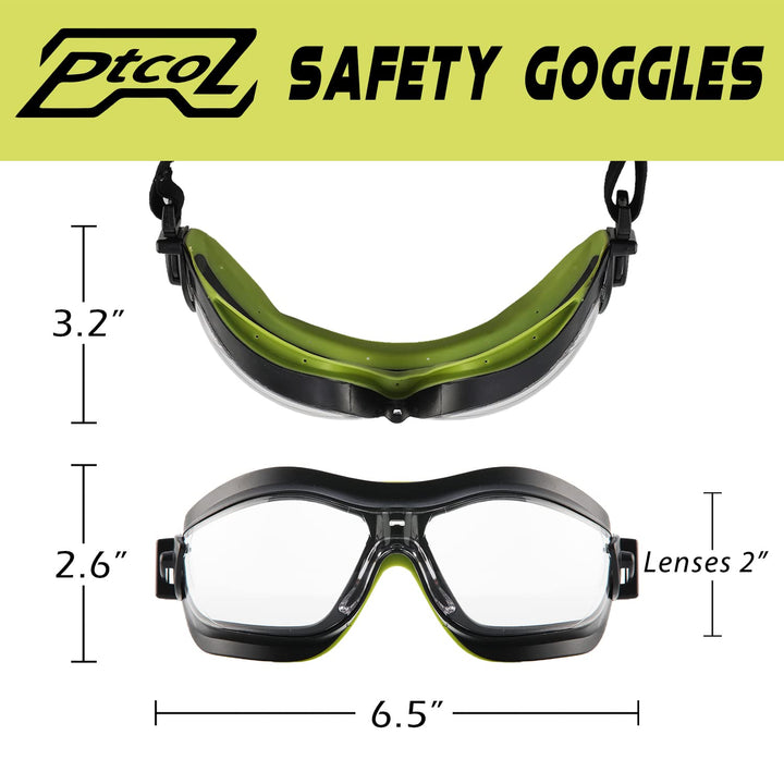 Safety Goggles Anti Fog &amp; Scratch Eye Goggles Safety Protection Lab Goggles Chemistry For Men that Protective Eyewear With Clear Lens,Corded Ear Plugs,Adjustable Strap,Avocado Green Frame