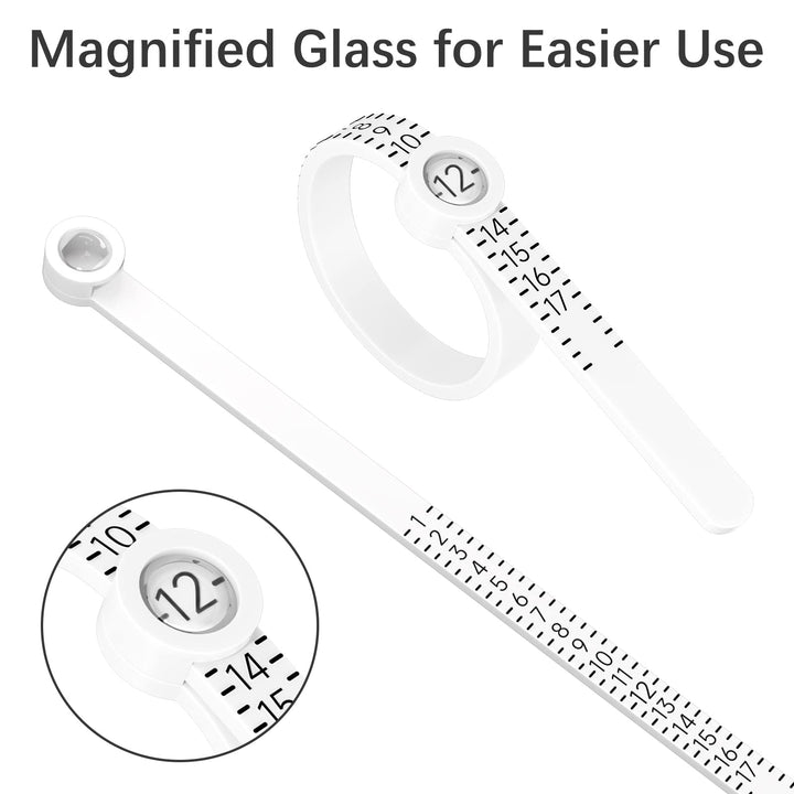 Ring Sizer Measuring Tool Reusable Finger Size Gauge Jewelry Sizing Tool 1-17 USA Rings Size (White)