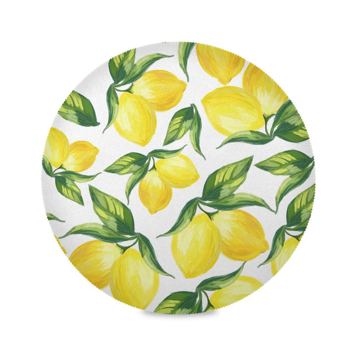 Lemon Round Placemats Non-Slip Washable Polyester Table Mats Set of 4 Heat Resistant Placemats for Kitchen Dining Table Decoration