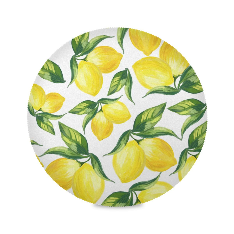 Lemon Round Placemats Non-Slip Washable Polyester Table Mats Set of 4 Heat Resistant Placemats for Kitchen Dining Table Decoration