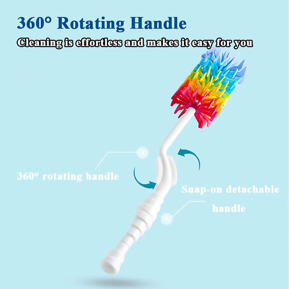 Bottle Brush Cleaner-Baby Milk Bottle Cleaner Soft Silicone Bottle Brusher / 360 Degree Rotating Long Handle Brush for Washing Glassware, Cup, Decanter, Narrow Neck Brewing Bottle