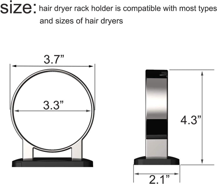 Hair Dryer Holder Wall Mounted Organizer Spiral Blow Dryer Holder Stand Rack Aluminum Bathroom Shelf Storage Bathroom Accessory Wall Shelf (Golden)