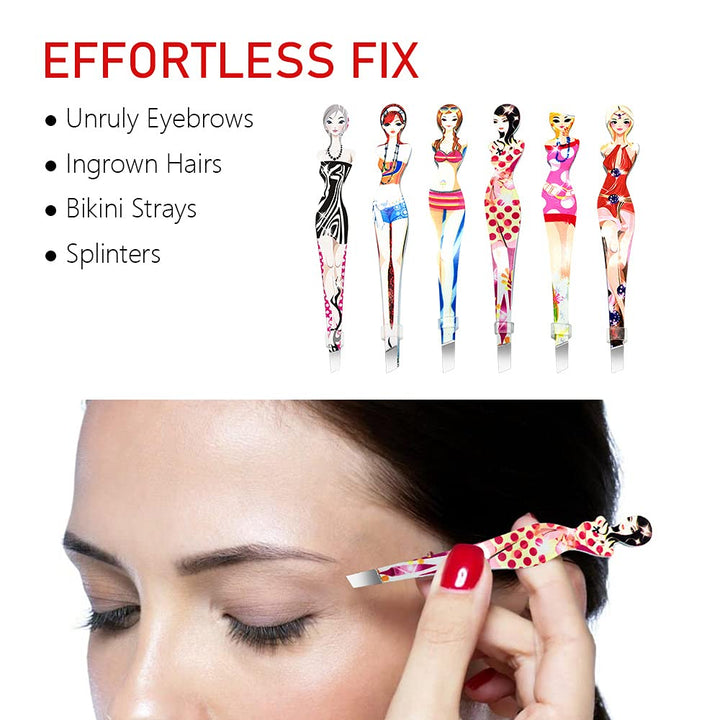 Professional Slant tip Eyebrow Tweezers beauty cosmetic makeup clip 6 pcs (Bikini)