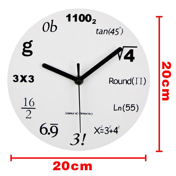 8 Math Clock, Unique Wall Clock Modern Design Novelty Maths Equation Clock - Each Hour Marked by a Simple Math Equation