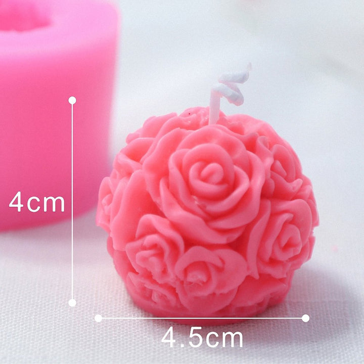 3D Rose Ball Candle Mold - MoldFun Rose Flower Silicone