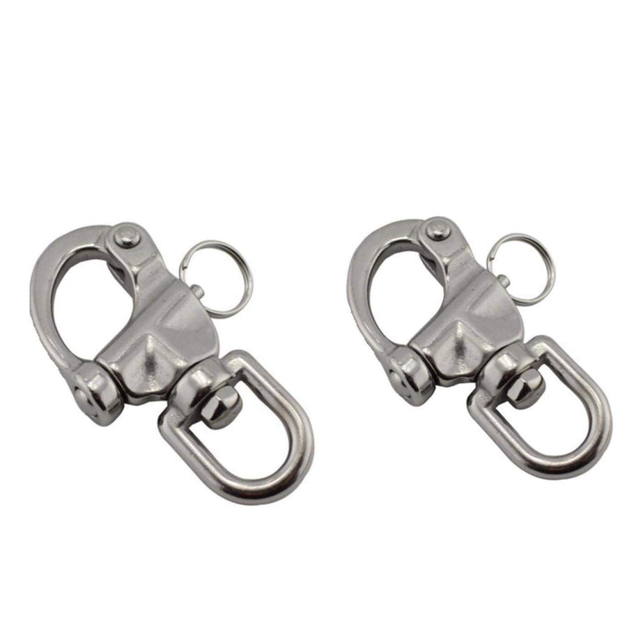Pair 5IN(128mm) Jaw Swivel Eye Snap Shackle Quick Release Bail Rigging Sailing Boat Marine Stainless Steel Clip Pair