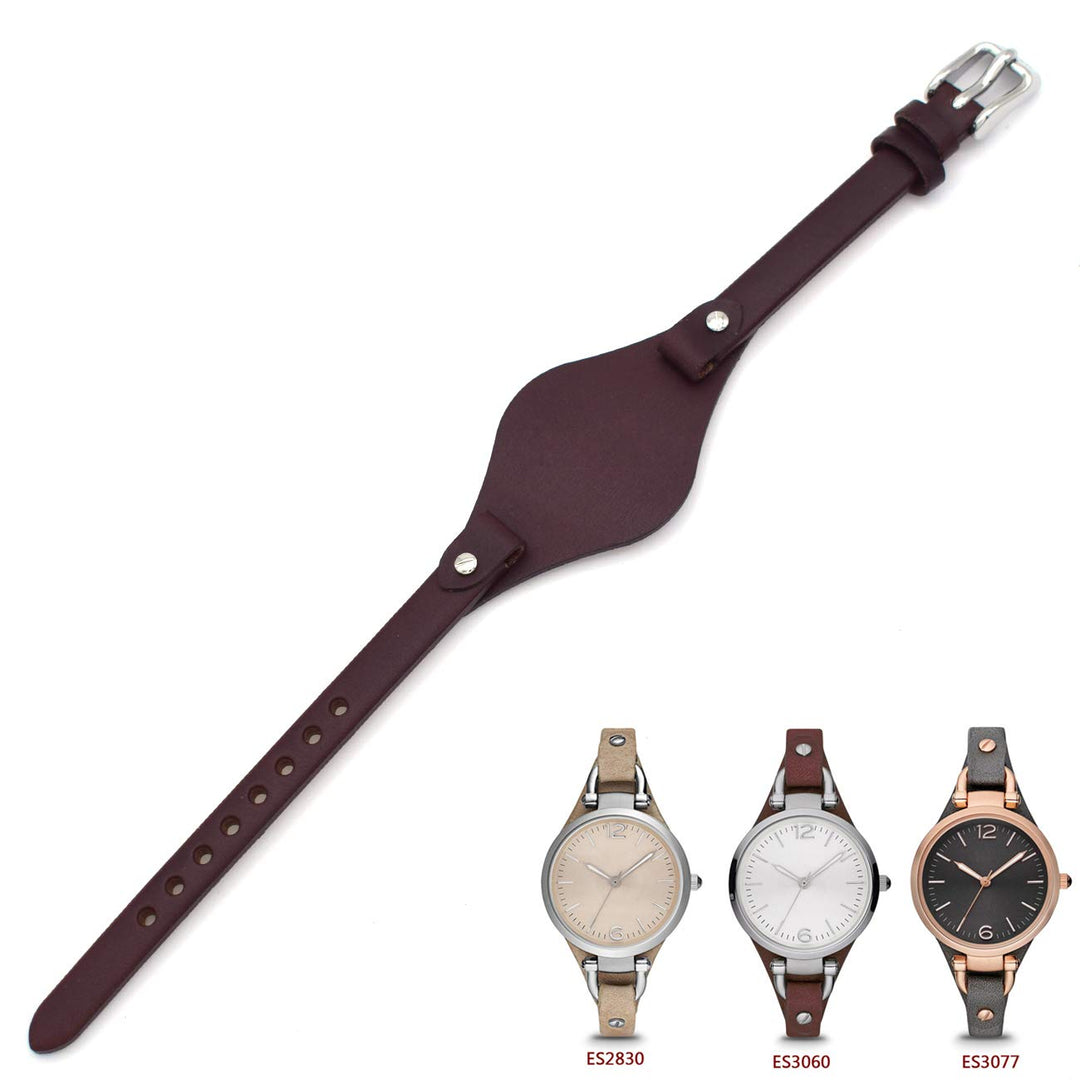 8mm Spring Bar Genuine Leather Watch Strap Replacement for Fossil ES3148 ES4119 ES4176 ES3262 ES3077 (dark brown)