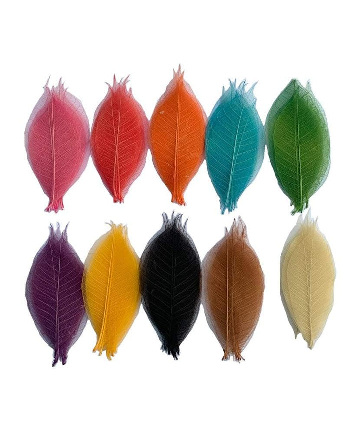 100 Pcs Mixed Colors 4-5 Inches Skeleton Leaves Rubber Tree Natural Scrapbook Craft, Card Wedding, DIY Craft, Bouquets, Seasonal Gift Large Leaves