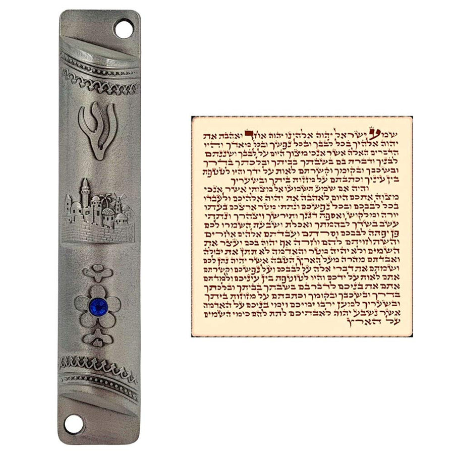 TALISMAN4U Pewter MEZUZAH CASE with Scroll Jerusalem De