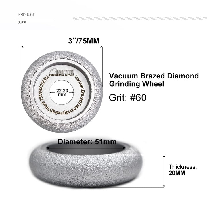 3 Inch Profile Hand Diamond Wheel Height 20mm Convex Curve Edge Grinding for Stone Marble Granite Rock