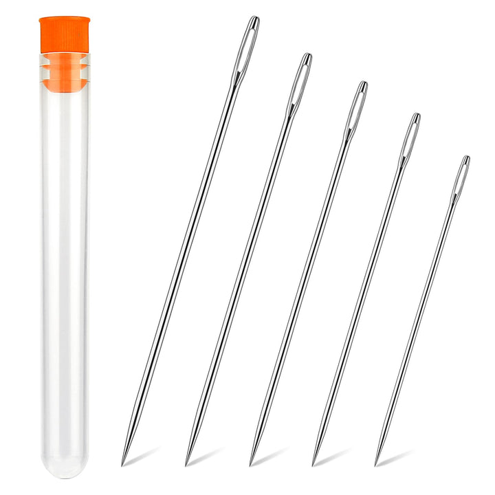 Long Sewing Needles, 5 Sizes - 3.5/3.9/4.9/5.9/6.9&#39;&#39;, Stitching Needles, Large-Eye Hand Quilting Needles, Hand Sewing Needles for Thick Cushion, Sofa, Curtain, Carpet, Act Crafts