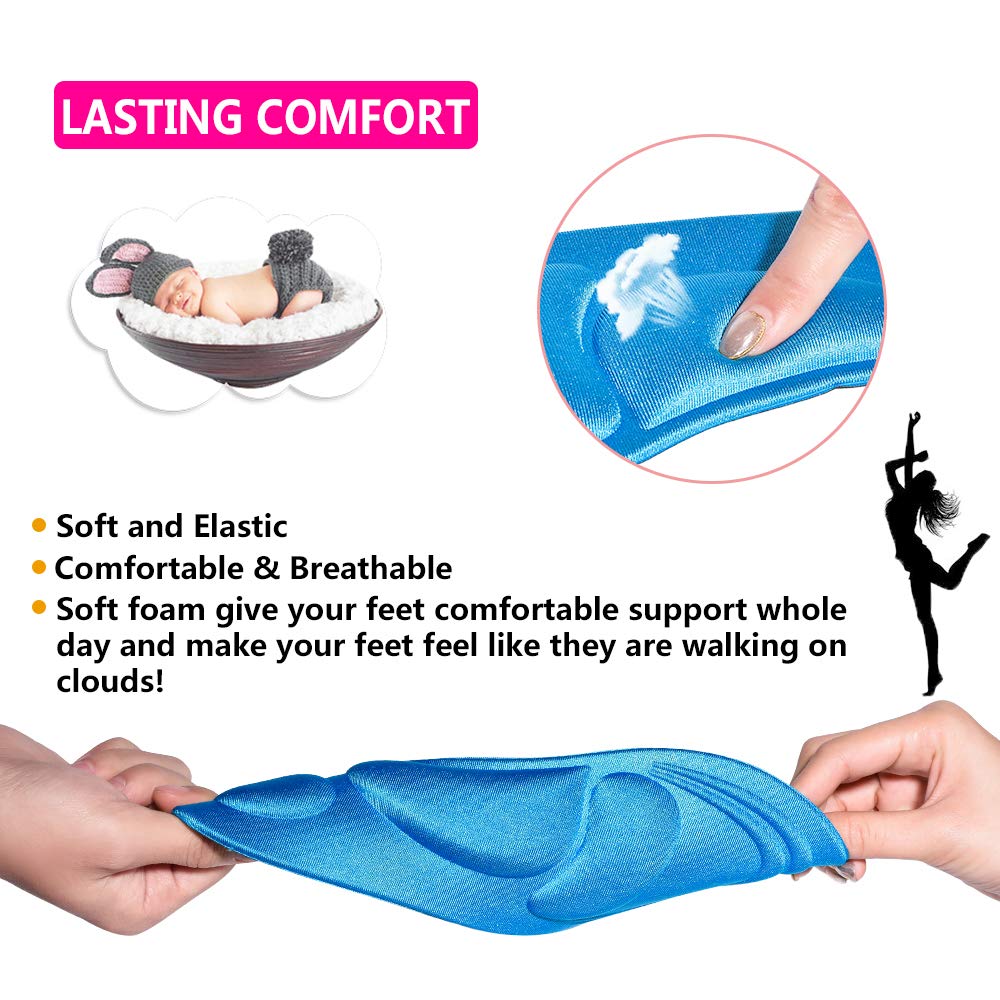 Shoe Insoles Women, (2 Pairs Blue) Arch Support Insoles