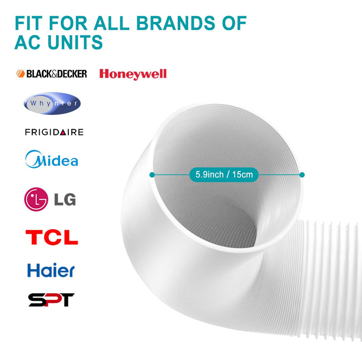 5.9 Inch Portable AC Hose, Air Conditioner Hose Counterclockwise AC Hose Length to 59 Inch, AC Exhaust Vent Hose Compatible with LG Air Conditioner Parts and Many More Portable AC
