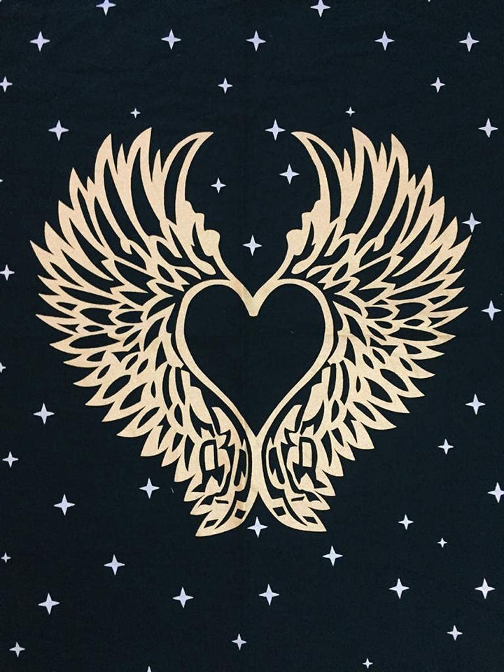 Indian Consigners Altar Cloth Angel Wings Witchcraft Alter Tarot Spread Top Cloth Wiccan Square Spiritual 18 by 18 Sacred Cloth (Angel Wings Gold Silver)