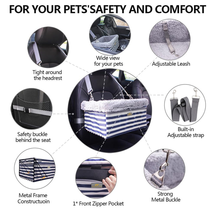 Dog Car Seats for Small Dogs, Upgrade Dog Booster Seat with Metal Frame Construction with Double-Layer Oxford, Perfect for Small Pets up to 20lbs
