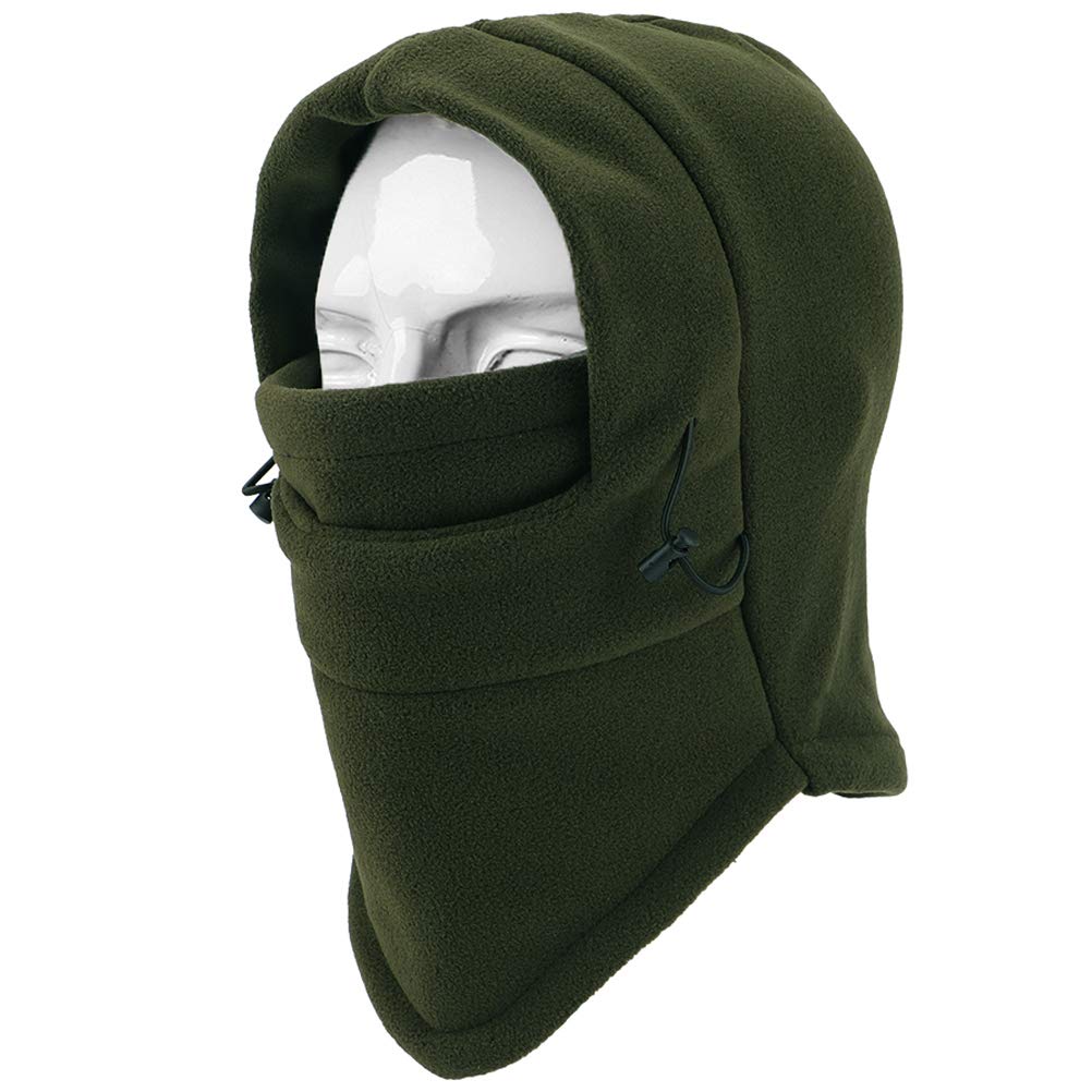 Kids Winter Hats Balaclava Ski Mask Windproof Warm Adjustable with Fleece Lining Hat for Boys Girls Army Green