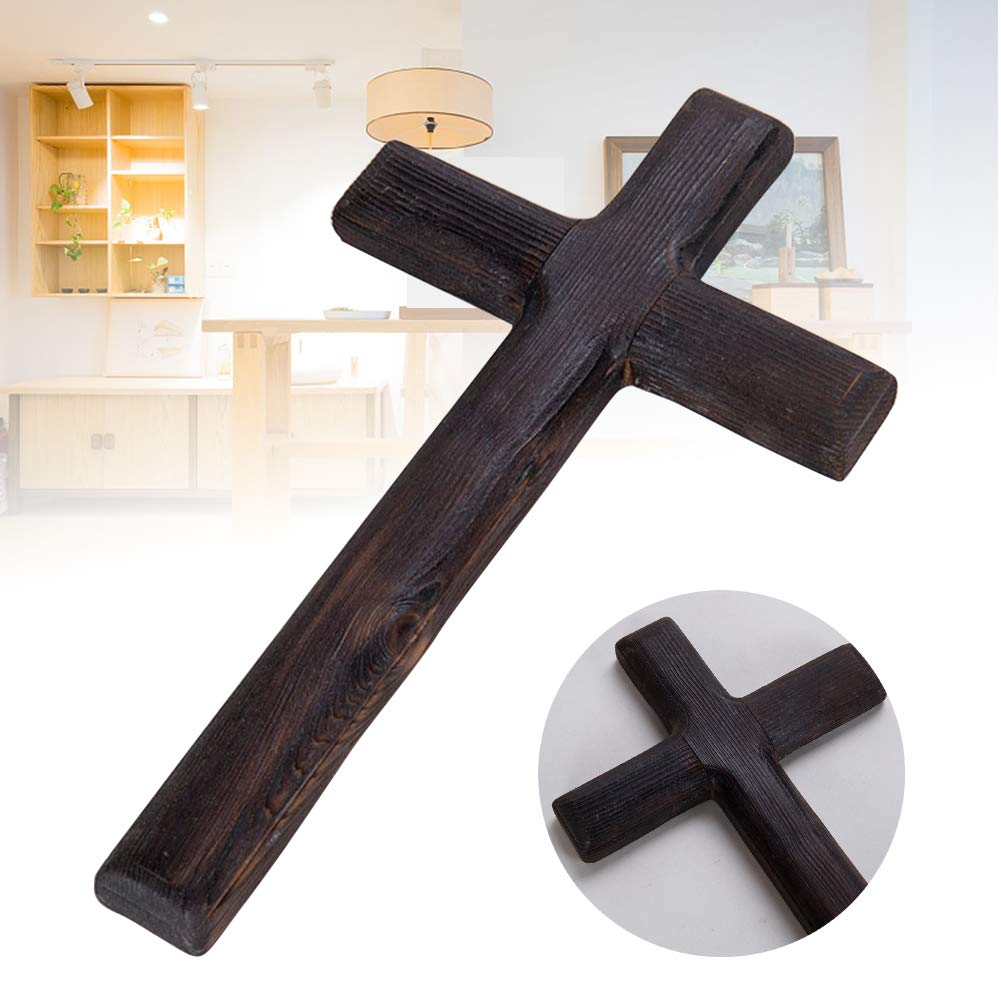 Wall Mounted Crosses Wooden Catholic Crucifix Jesus Christ Wooden Crosses Party Meditation, Religious Home Decor, Christian Wall Cross(Black)