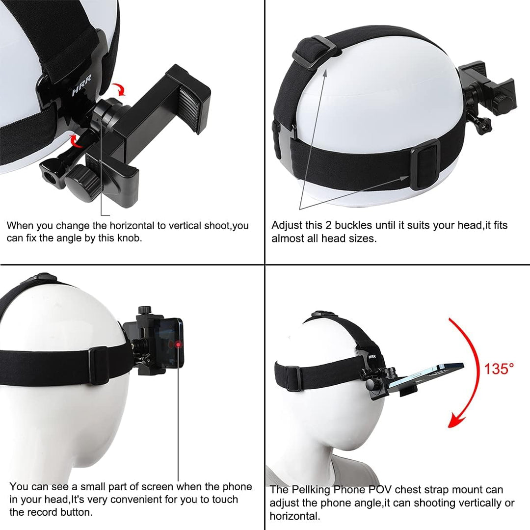 Pellking POV/Vlog Smartphone Head Strap Mount Selfie Ne