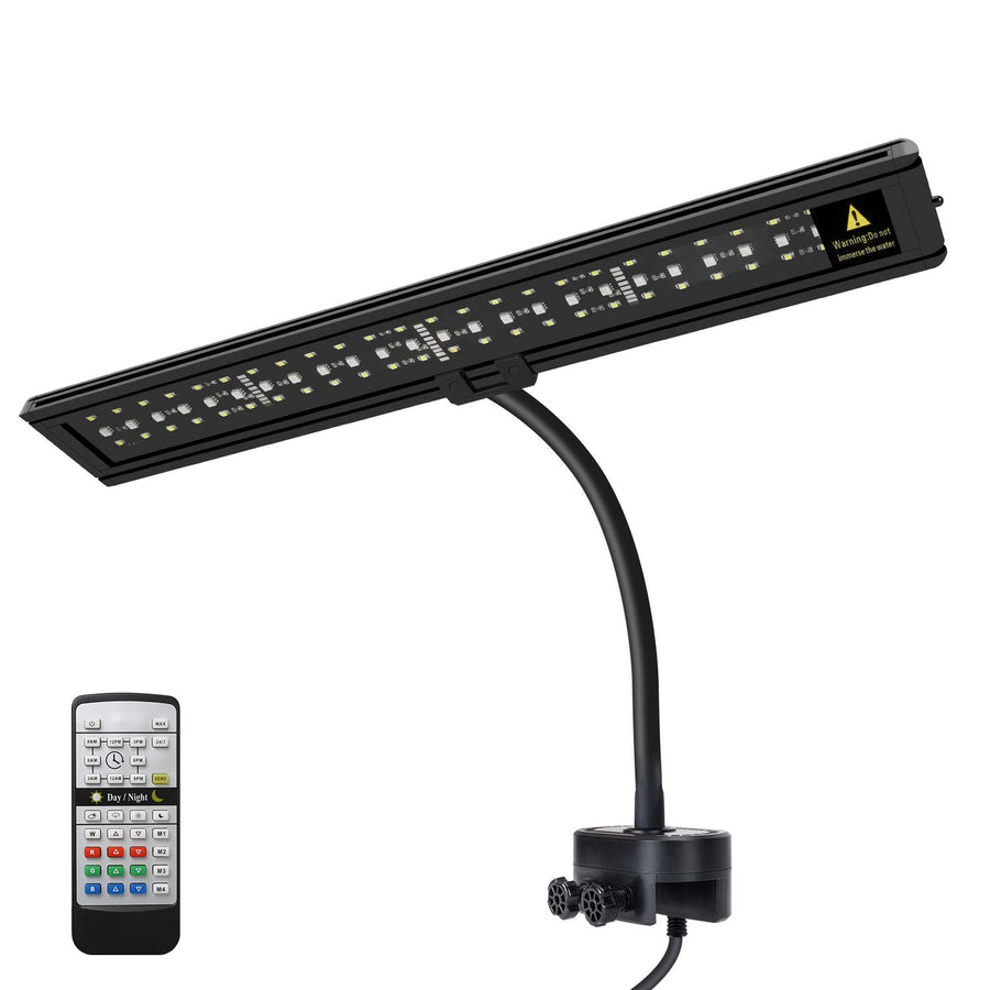 Aquarium LED Light, Full Spectrum Fish Tank Clip on Light with Remote, Color Changing Lighting for Reef Coral Aquatic Plants and Fish Keeping (16W(20.4 inch))