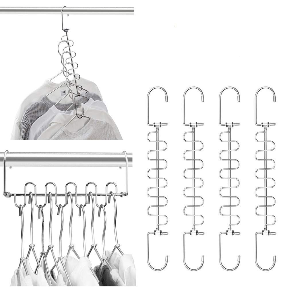Magic Cloth Hanger Space Saving Hangers Metal Closet Organizer for Closet Wardrobe Closet Organization Closet System (Pack of 4)