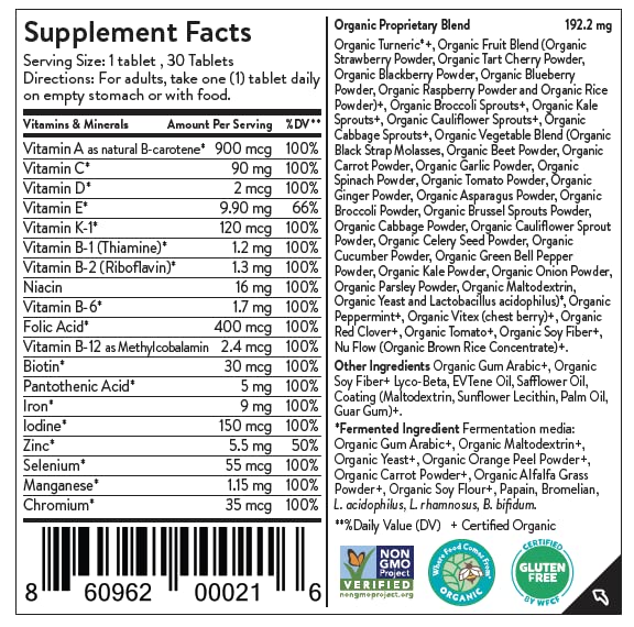 Women’s Daily Multivitamin - Organic Fermented Whole Foods for Enhanced Energy, Immunity & Vitality - Vegan, Gluten-Free, Non-GMO - 30-Day Supply (Eco-Friendly Refill Pouch)