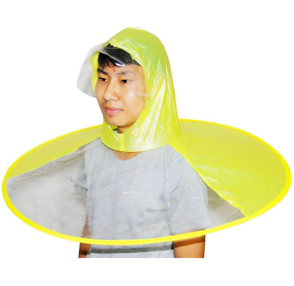 Head wear Hand Free Foldable Raincoat Umbrella for Fishing Hiking and School (X-Large) Blue