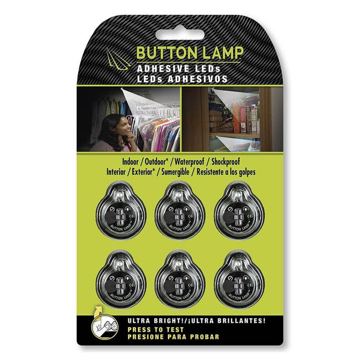 Button LAMP Adhesive LEDs Light Package - Lightweight, Ultra Small, Ultra Bright LED Utility Lights 6-Pack