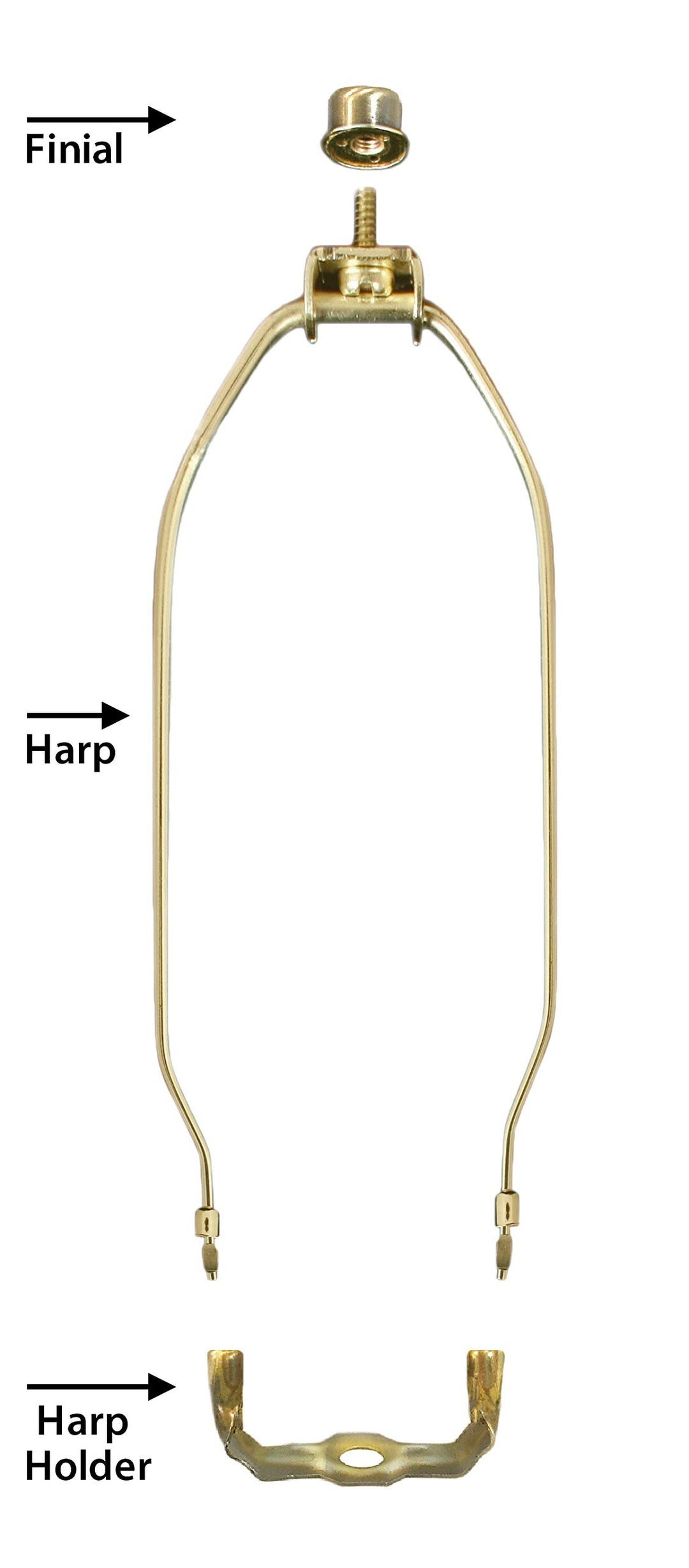 Heavy Duty Harp for Lamp Shade Holder, 10 inch, Polished Brown Base, Set of 2