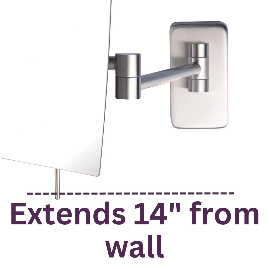 JRT695N 6.5-Inch by 8.5-Inch Wall Mount Rectangular Makeup Mirror, Nickel Finish