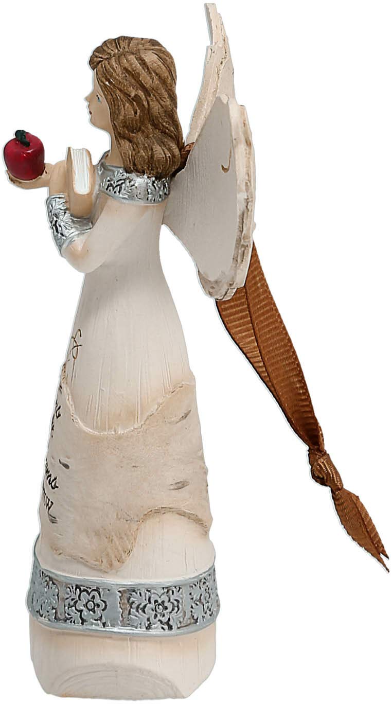 82344 Elements Teacher Angel Figurine, 4-1/2-Inch, Silver