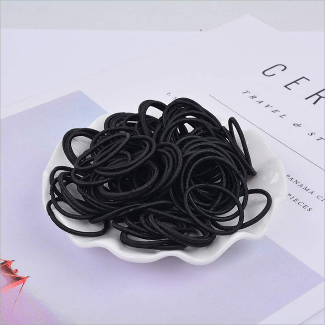 Black: Hair Tie For Kids Black Pack Of 200, Mini Tiny Ponytail Holder For Baby Toddler Girls Soft Elastic Rubber Bands Black