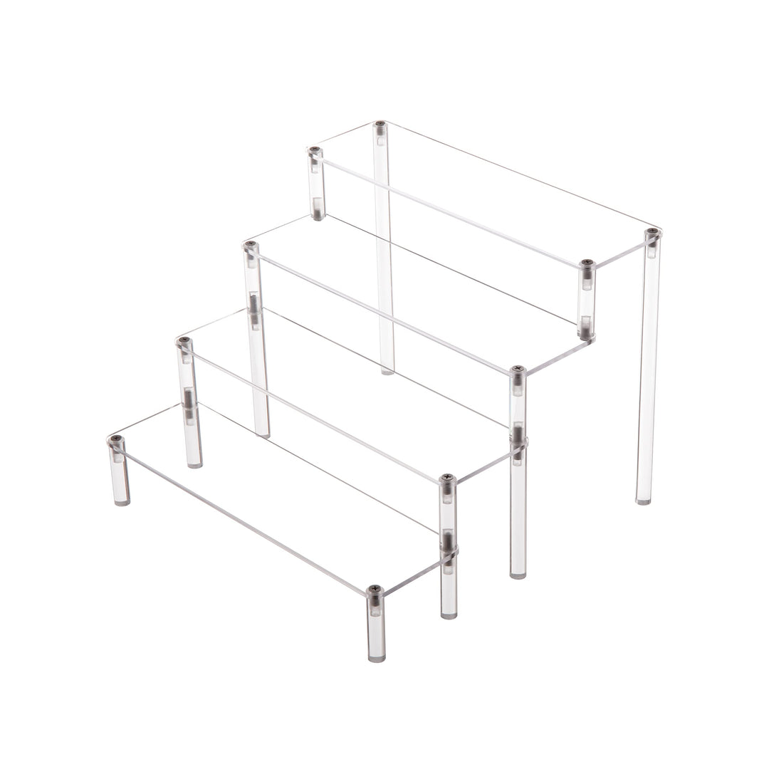 4 Tier Acrylic Stand Cupcake Stand, Black Dessert Stand Display Riser Shelf for Party, Countertop Desktop Acrylic Display for Decoration and Organizer