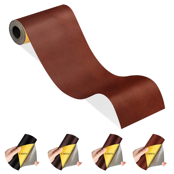 Leather Repair Patch,3.3 X 57 Inch Anti Scratch Self-Adhesive Leather Repair Tape for Couch, Car Seats, Sofas, Handbags, Jackets(Black)