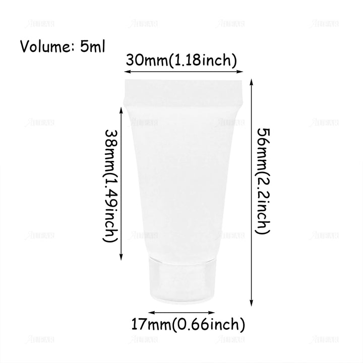 AUEAR, 24 Pack 5ml Empty Refillable Plastic Soft Tubes Squeeze Cosmetic Bottles Packing Sample Bottles Mini Containers for Body Lotion Shower Gel Shampoo Cleanser