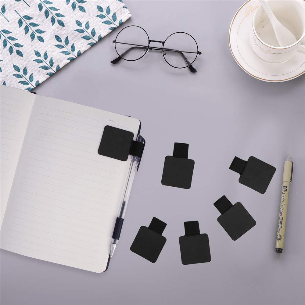 12 Pack Notebook Pen Loop Holder Self-Adhesive Pen Holder Pencil Holders Elastic Loop Designed for Notebooks Journals Calendars (Black)