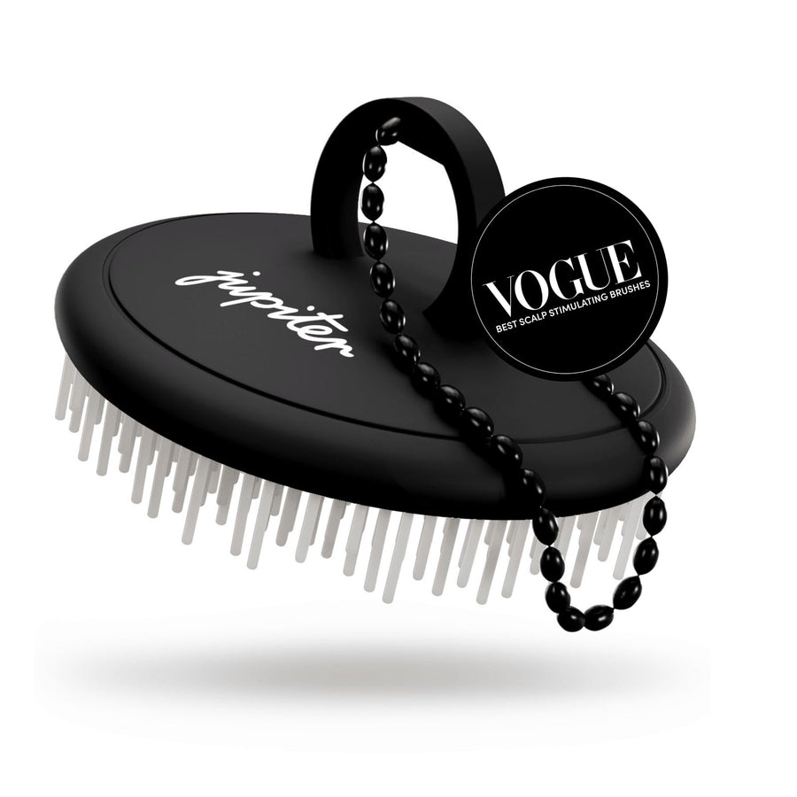 Exfoliator Brush For Removing Dandruff & Build-Up - Detangling Scrubber For Wet or Dry Hair - Supports Circulation & Growth - For All Hair Types - Black