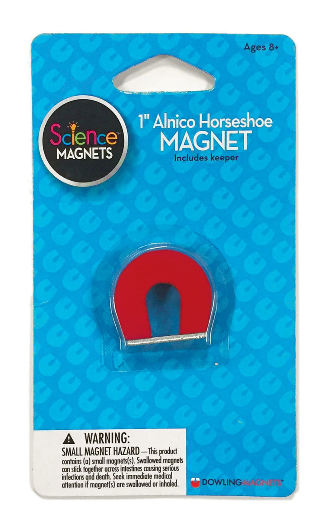 Alnico Horseshoe Magnet (One 1 Inch High Red Small Magnet) and One Keeper. Item 731014. Science Magnets for Kids (Ages 8+). Kids Magnets/Kid Magnets/Magnet for Kids/Classroom Magnets