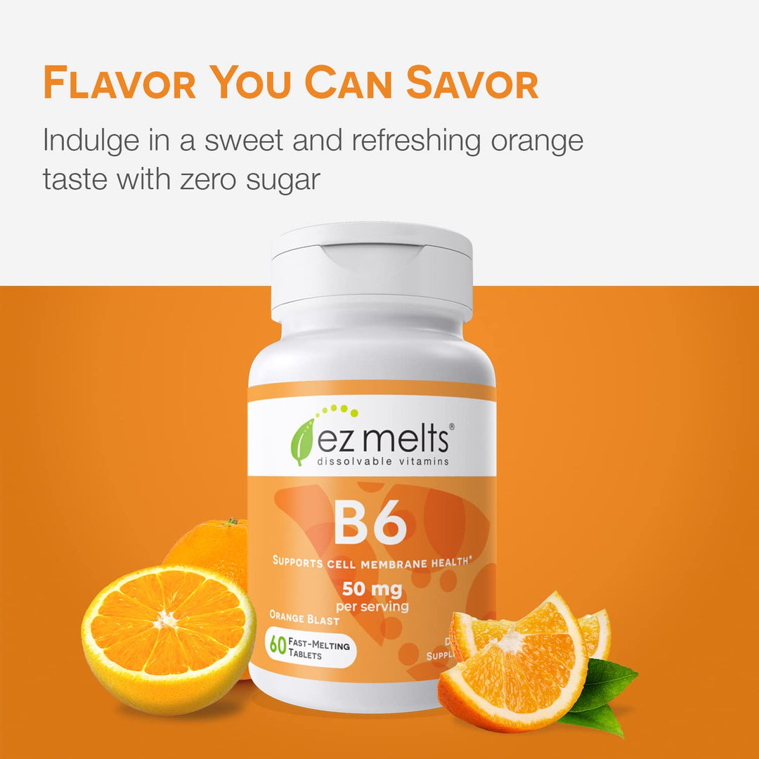 Dissolvable Vitamin B6 50 mg, Sugar-Free, 1-Month Supply