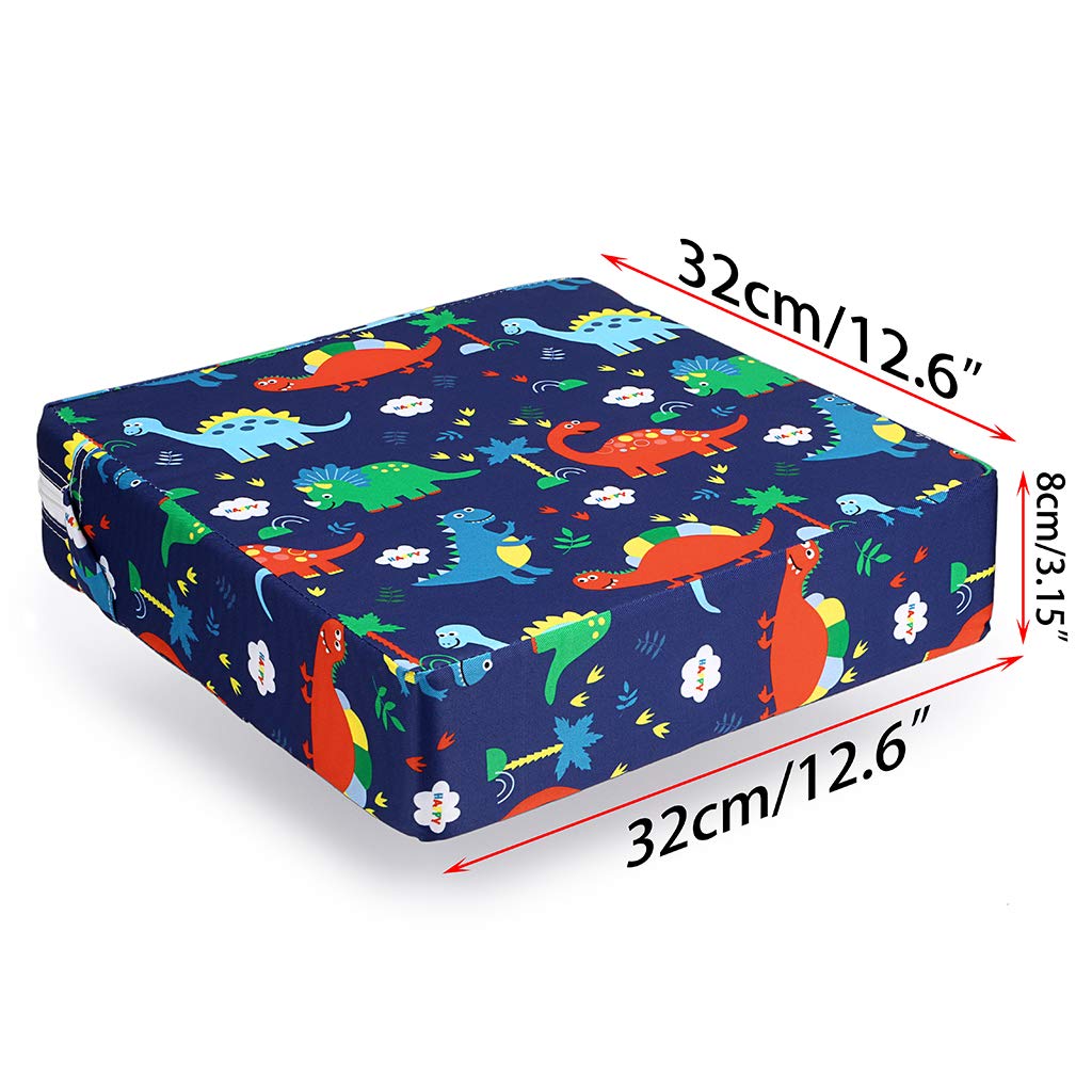Chair Increasing Cushion - Baby Toddler Kids Infant Portable Dismountable Highchair Booster Cushion Washable Thick Chair Seat Cloth Straps (Dinosaur Blue)