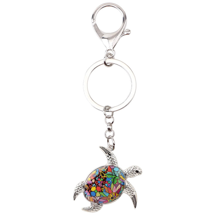 Enamel Metal Turtle Keychain For Women Girls Gifts Car Purse bag Tortoise Pendant Charms (A)