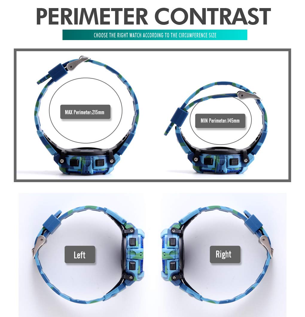 Men&#39;s Military Sports Electronic Watch Outdoor Mountaineering Multi Function Watch Waterproof Army Tactics Chronograph Large Dial Student Sport Watch LED Fashion Watch (X Blue Camouflage)