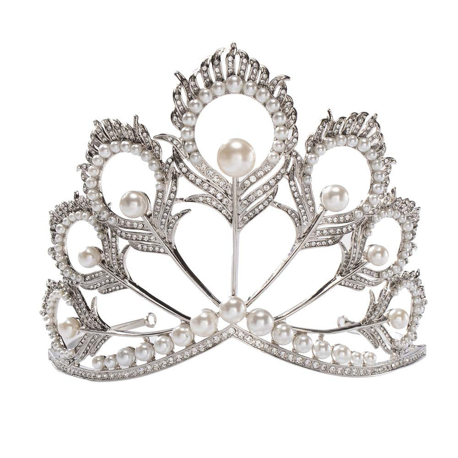 Prom Princess Crown Pearl Tiara Rhinestone Tiara Pageant Queen Crown Wedding Hair Jewelry