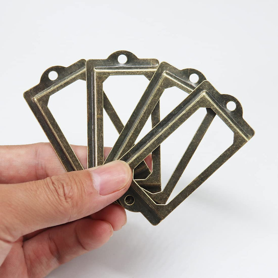 [32 Pack] Antique Bronze Office Library File Drawer Cabinet Card Tag Label Holder Metal Frame 70mm x 33mm